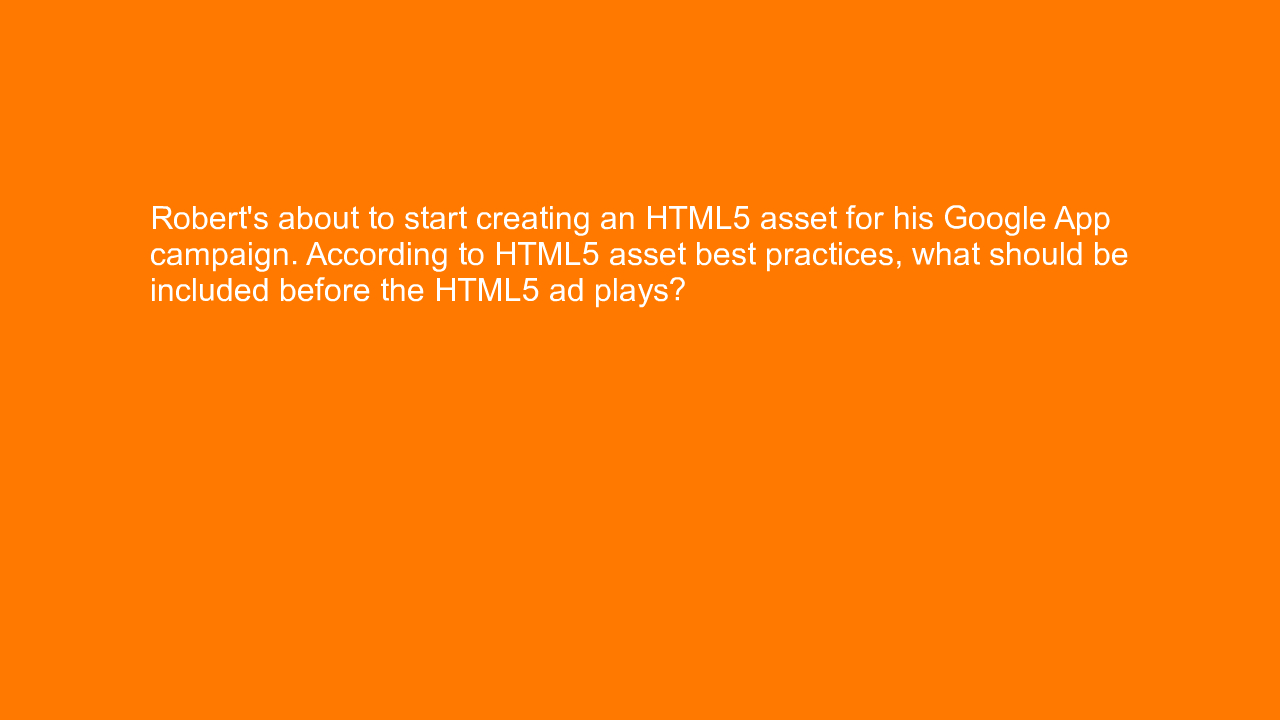 , Robert’s about to start creating an HTML5 asset for his&#8230;