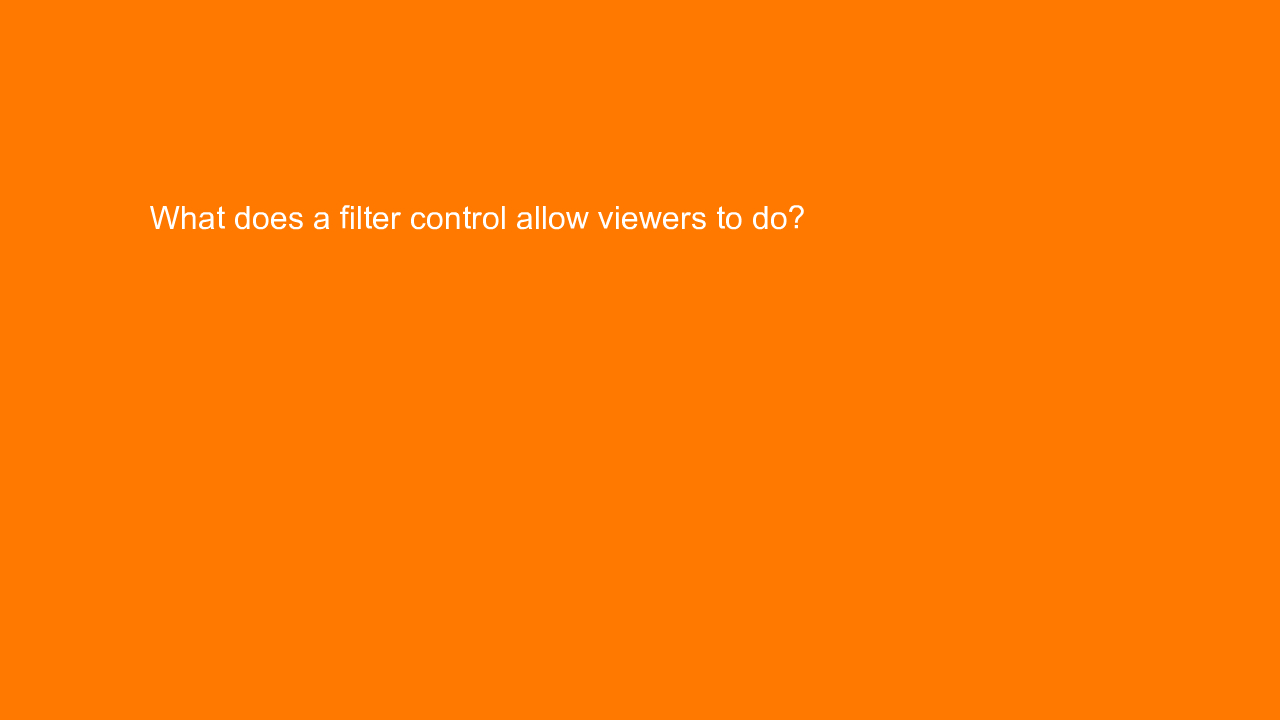 , What does a filter control allow viewers to do?