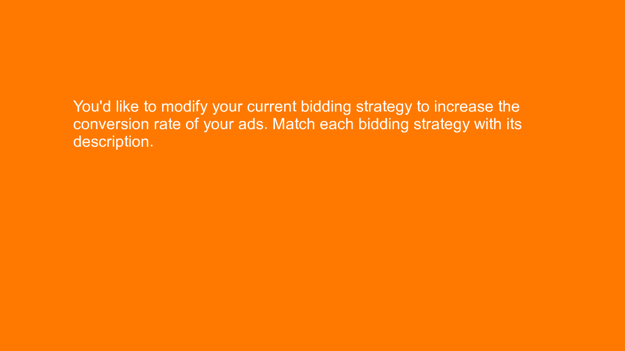 , You’d like to modify your current bidding strategy to i&#8230;