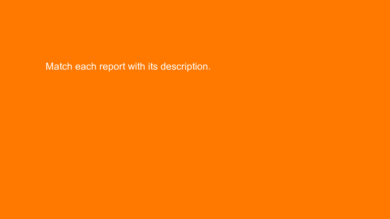 , Match each report with its description.