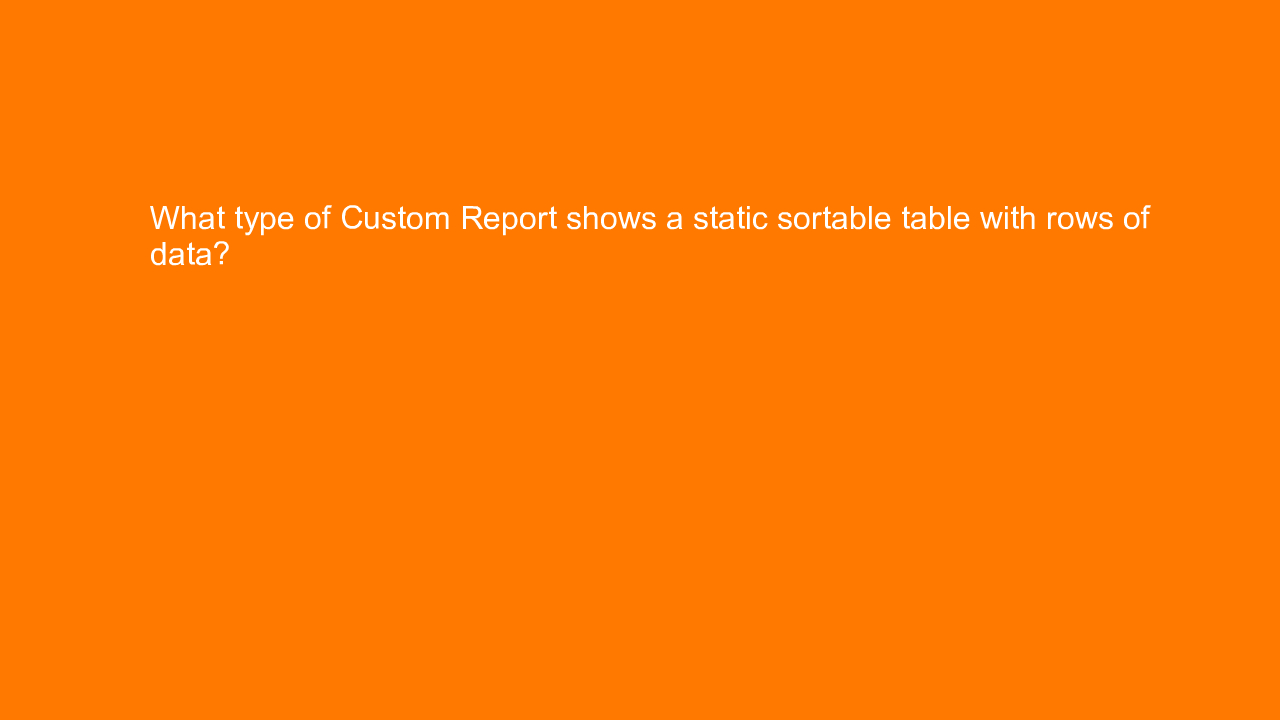 , What type of Custom Report shows a static sortable tabl&#8230;