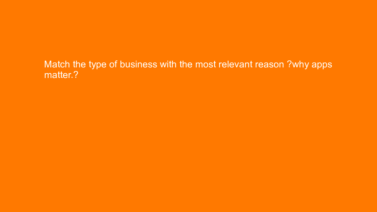 , Match the type of business with the most relevant reaso&#8230;